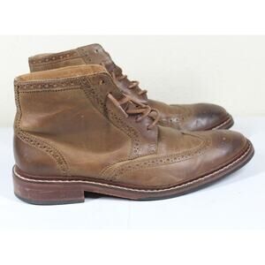 Cole Haan Williams Wing Tip Boots - Men, Size 9.5M - Brown Leather, Lace-Up
